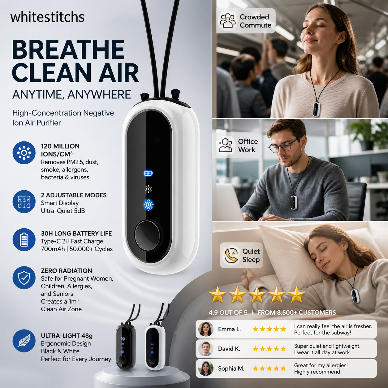 🌬️✨ Wearable Negative Ion Air Purifier – Fresh Air Everywhere You Go! 🍃💪