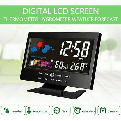 🌡️ ✨ Digital LED Weather Station - Temperature & Humidity Monitor with Forecast Display & Table Alarm Clock 📊⏰