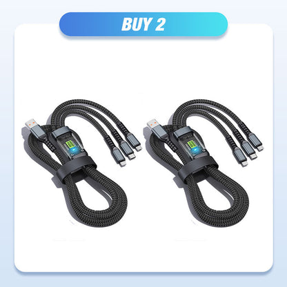 Transparent Luminous 3-in-1 Fast Charging Cable - USB-C/Micro-USB with LED Power Indicator & Nylon Braiding 📱💫