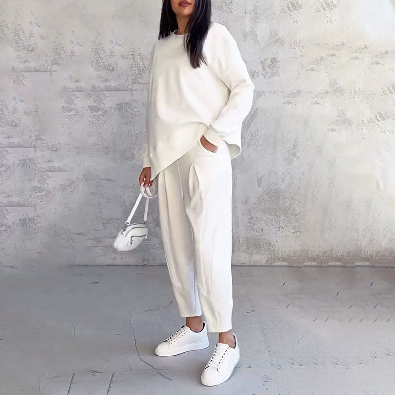 💎 55% OFF! 💎 Round-Neck Long-Sleeve Top & Pants Set – Wrinkle-Free, Breathable & Effortlessly Stylish 👚👖