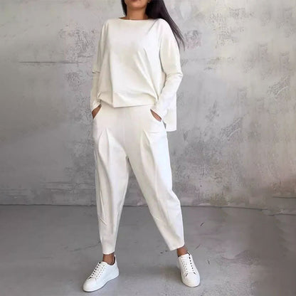 💎 55% OFF! 💎 Round-Neck Long-Sleeve Top & Pants Set – Wrinkle-Free, Breathable & Effortlessly Stylish 👚👖