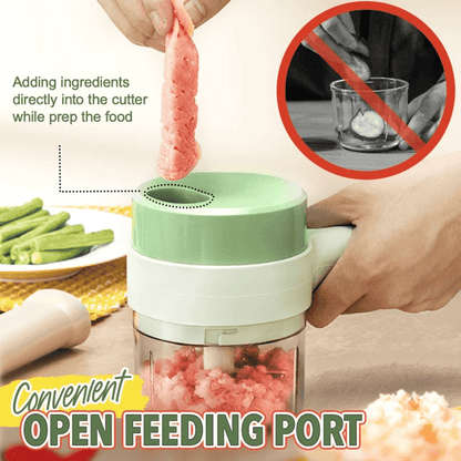 🔥Hot Sale 50% OFF🔥 4-in-1 Cordless Veggie Cutter Set – USB Rechargeable, for Garlic Ginger Chili 🧄