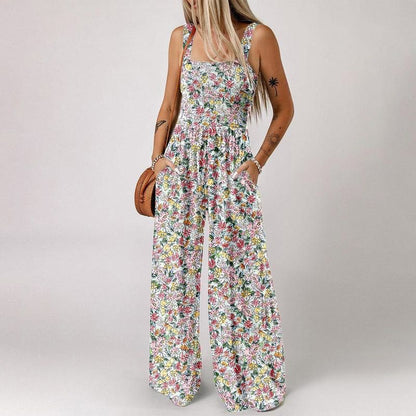 🏖️Summer Hot Sale 50% OFF🌼🎨Women’s Casual Print Sleeveless Overalls Jumpsuits