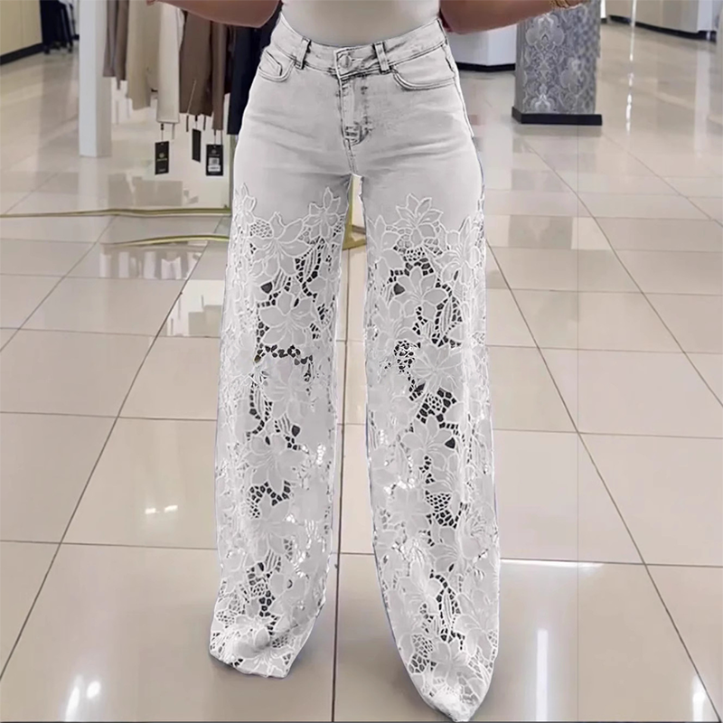 ⏳Time-limited Special-50% OFF⏰Fashion Lace Patchwork Denim Jeans