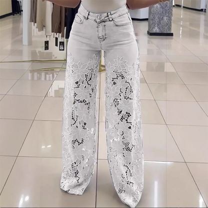 ⏳Time-limited Special-50% OFF⏰Fashion Lace Patchwork Denim Jeans