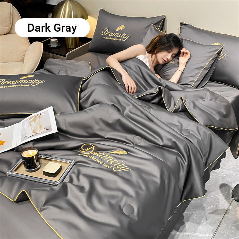 ⏳Time-Limited Special⏰Summer Simple Ice Silk Quilt❄️ Ultra Cool Anti-Sweat Thin Quilt, Machine Washable Bedding
