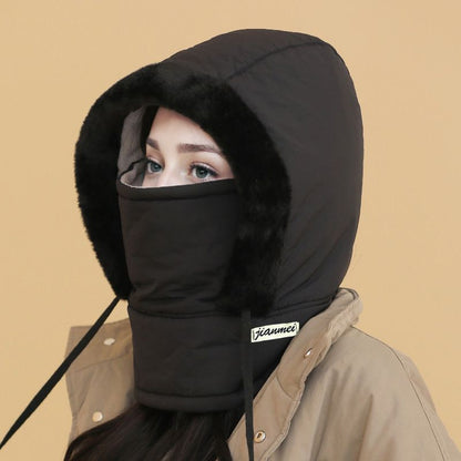 🧣❄️ Plush-Lined Thermal Hat with Face Mask - Full Head & Face Protection for Extreme Cold, Unisex Comfort for Skiing/Mountaineering 🏔️🔥