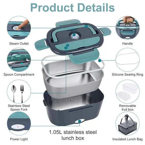 🎁Black Friday Sale - Limited time 49% OFF🖤2-in-1 Portable Dual Voltage Electric Lunch Box