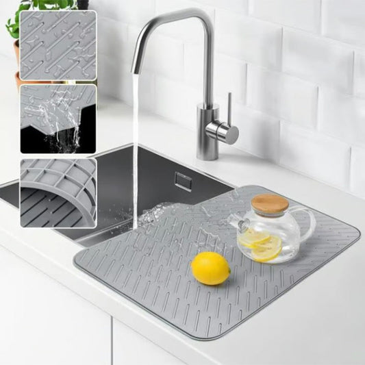 Large Size Silicone Drying Mat with Drain Lip