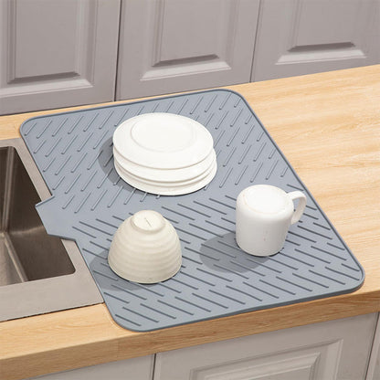 Large Size Silicone Drying Mat with Drain Lip