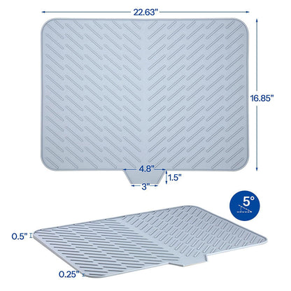 Large Size Silicone Drying Mat with Drain Lip