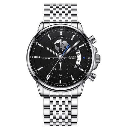 💥Christmas Eve Sale: 49% OFF🌍Men's watch with globe motif in maritime style