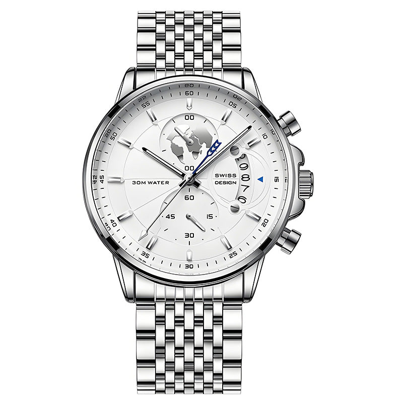 💥Christmas Eve Sale: 49% OFF🌍Men's watch with globe motif in maritime style