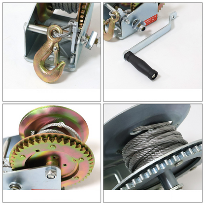 Heavy Duty Hand Crank Winch with Cable