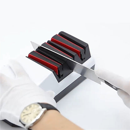 Professional 3-Stage Electric Knife Sharpener with Precision Angle Guide & Diamond Abrasive