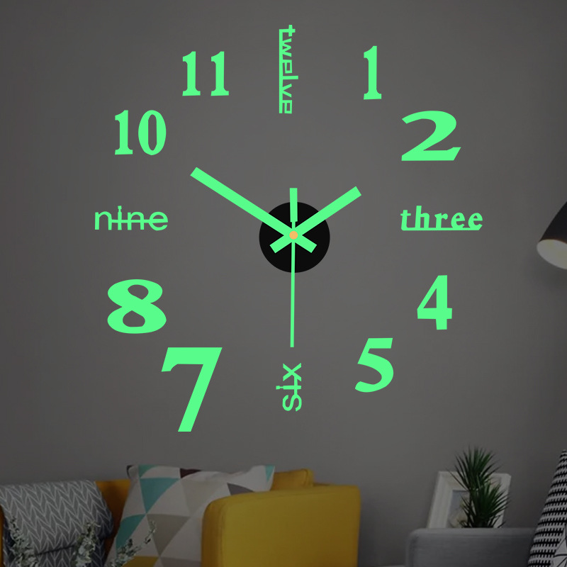 🕒3D DIY Silent Frameless Luminous Wall Clock