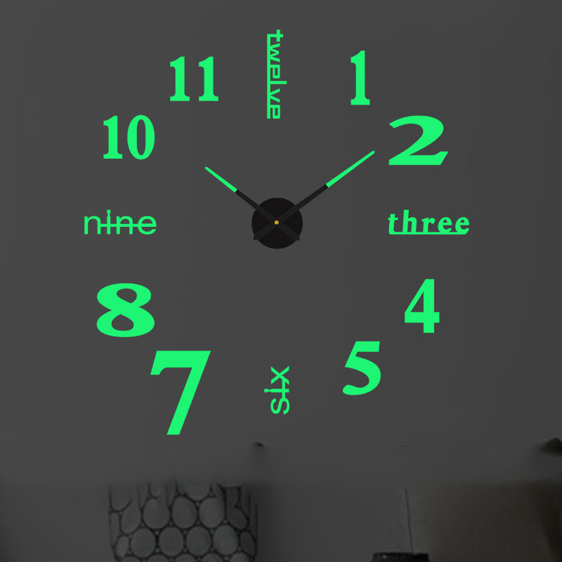 🕒3D DIY Silent Frameless Luminous Wall Clock