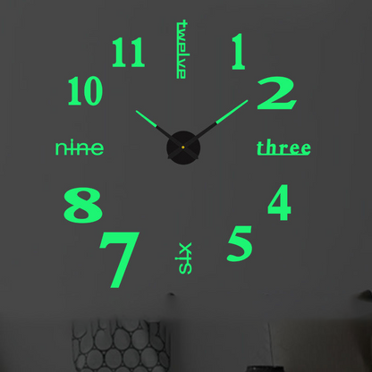 🕒3D DIY Silent Frameless Luminous Wall Clock