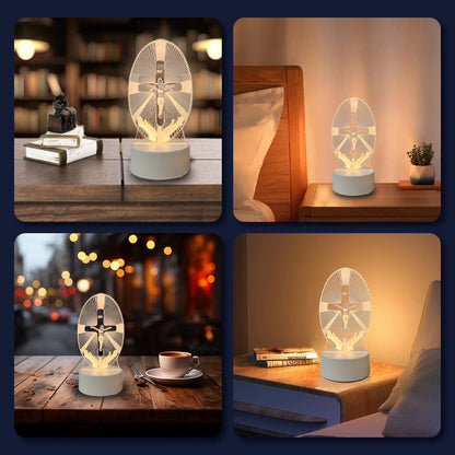 🙏Inspiring LED acrylic night light with religious theme✝️Virgin prayer lamp