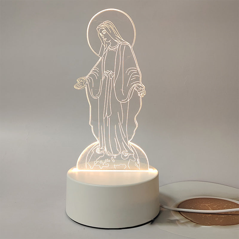 🙏Inspiring LED acrylic night light with religious theme✝️Virgin prayer lamp