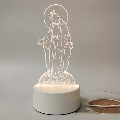 🙏Inspiring LED acrylic night light with religious theme✝️Virgin prayer lamp