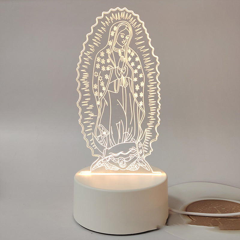 🙏Inspiring LED acrylic night light with religious theme✝️Virgin prayer lamp