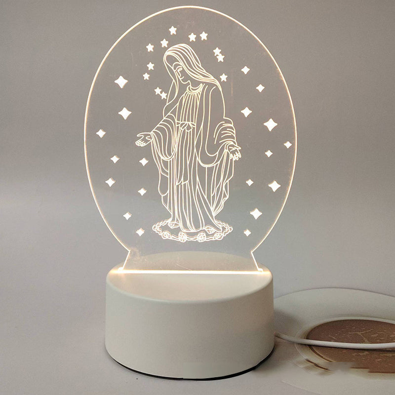 🙏Inspiring LED acrylic night light with religious theme✝️Virgin prayer lamp