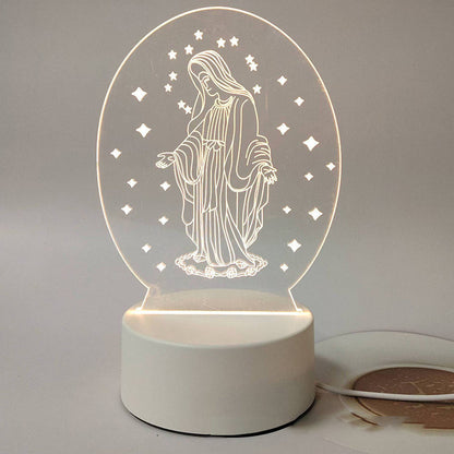 🙏Inspiring LED acrylic night light with religious theme✝️Virgin prayer lamp