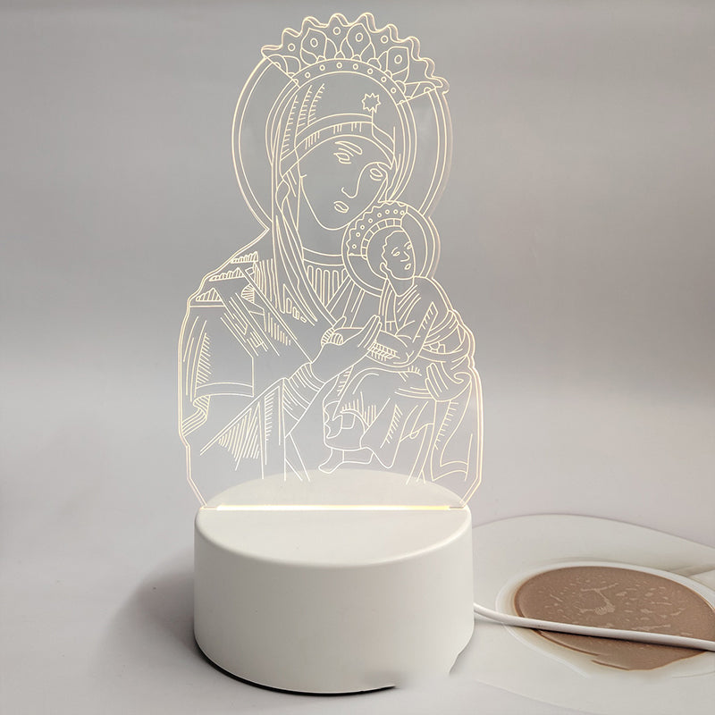 🙏Inspiring LED acrylic night light with religious theme✝️Virgin prayer lamp