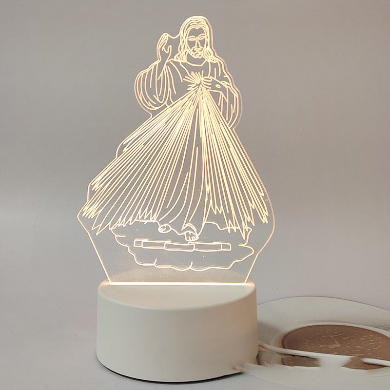 🙏Inspiring LED acrylic night light with religious theme✝️Virgin prayer lamp
