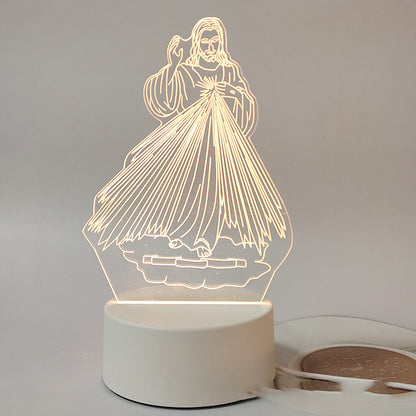 🙏Inspiring LED acrylic night light with religious theme✝️Virgin prayer lamp