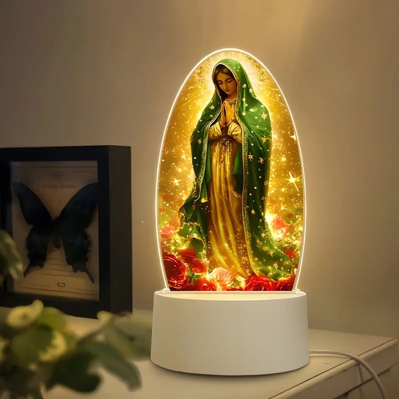 🙏Inspiring LED acrylic night light with religious theme✝️Virgin prayer lamp