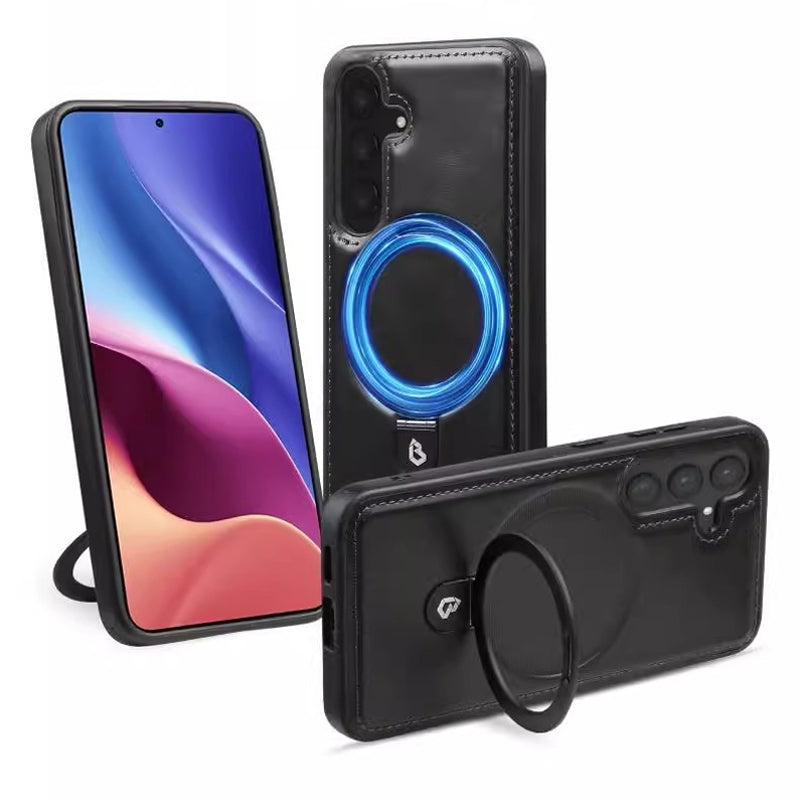 Artificial Leather Phone Case with Magnetic Folding Stand for Samsung