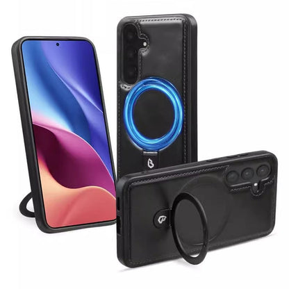 Artificial Leather Phone Case with Magnetic Folding Stand for Samsung