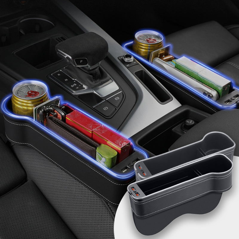 Car Seat Gap Filler with Ambient Light & USB – Organize, Illuminate, Charge