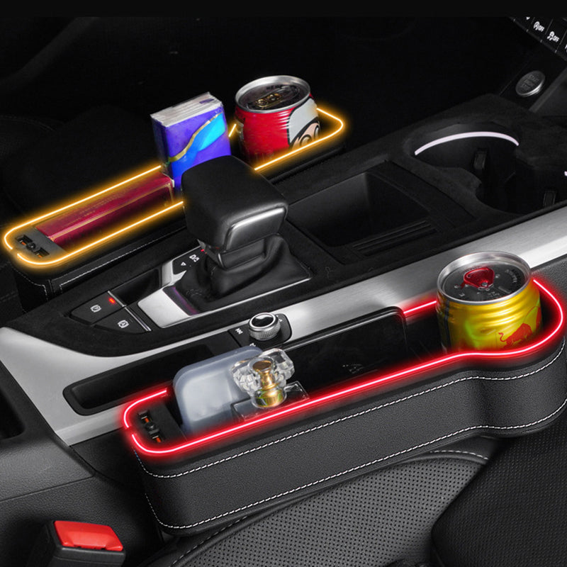 Car Seat Gap Filler with Ambient Light & USB – Organize, Illuminate, Charge