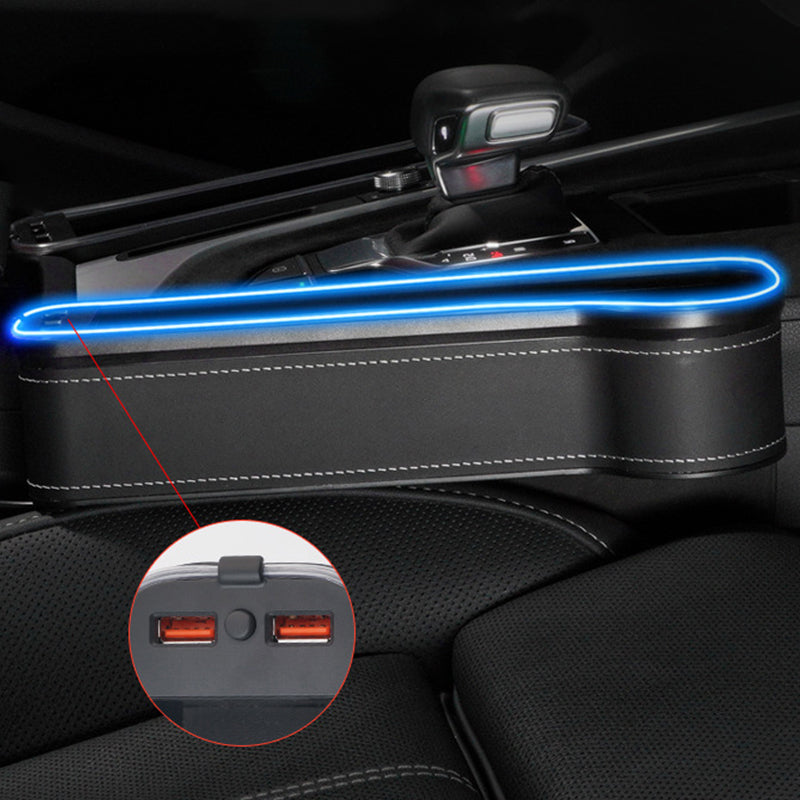 Car Seat Gap Filler with Ambient Light & USB – Organize, Illuminate, Charge