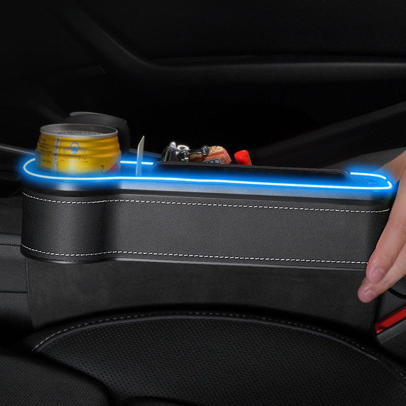 Car Seat Gap Filler with Ambient Light & USB – Organize, Illuminate, Charge