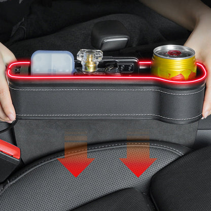 Car Seat Gap Filler with Ambient Light & USB – Organize, Illuminate, Charge