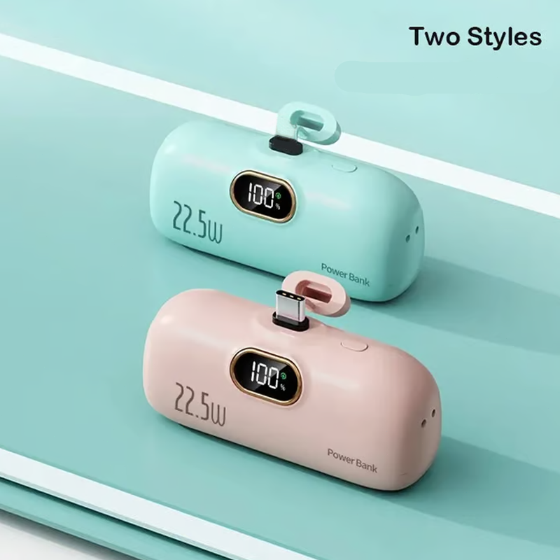 🔋50% OFF 2026 HOT SALE! ⚡5000mAh Mini Plug-In Power Bank, 22.5W Fast Charging Portable Pocket Charger with Digital Power Display, Multiple Pastel Colors