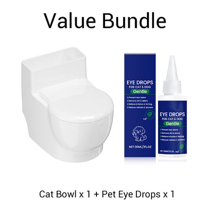 Wall-Mounted Toilet-Shaped Cat Bowl
