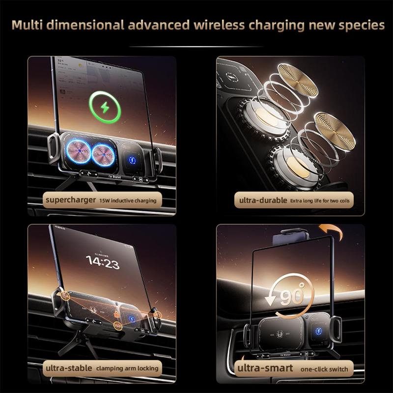 ✨⚡15W Wireless Fast-Charging Car Phone Mount for Foldable & Regular Smartphones📱