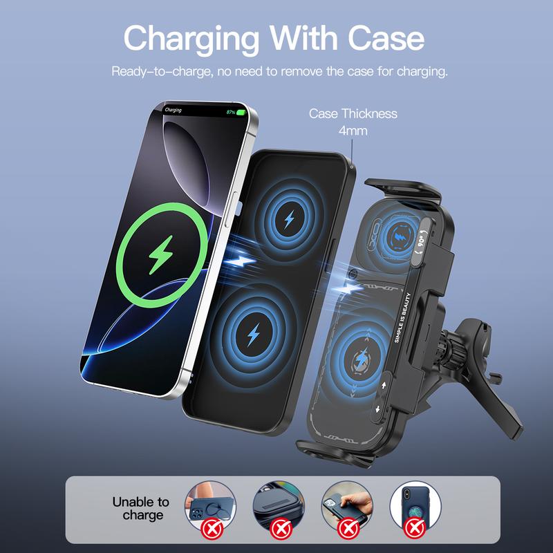 ✨⚡15W Wireless Fast-Charging Car Phone Mount for Foldable & Regular Smartphones📱