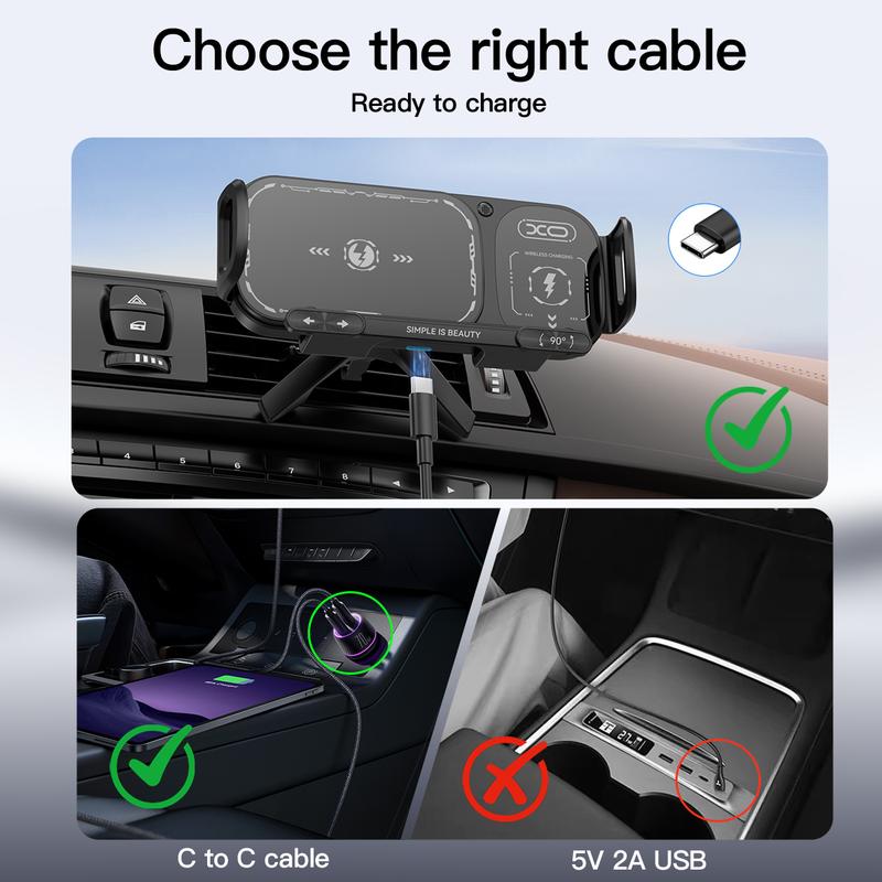 ✨⚡15W Wireless Fast-Charging Car Phone Mount for Foldable & Regular Smartphones📱