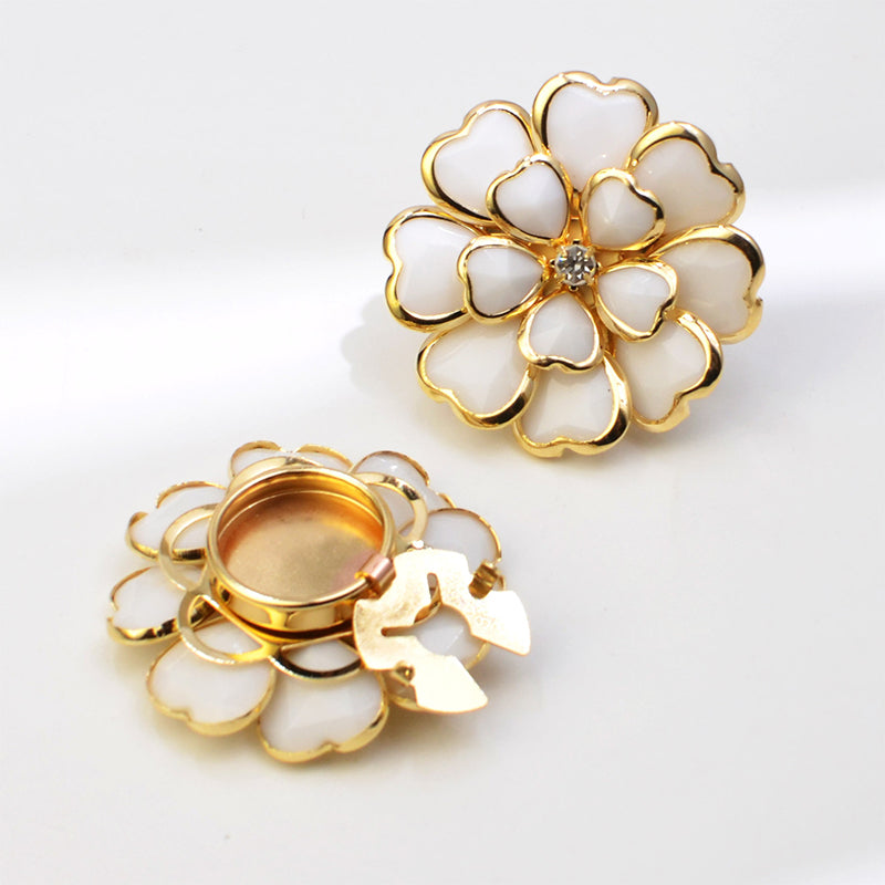 Chic Rhinestone Floral Cufflink & Brooch