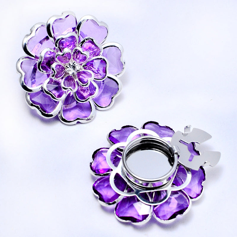 Chic Rhinestone Floral Cufflink & Brooch