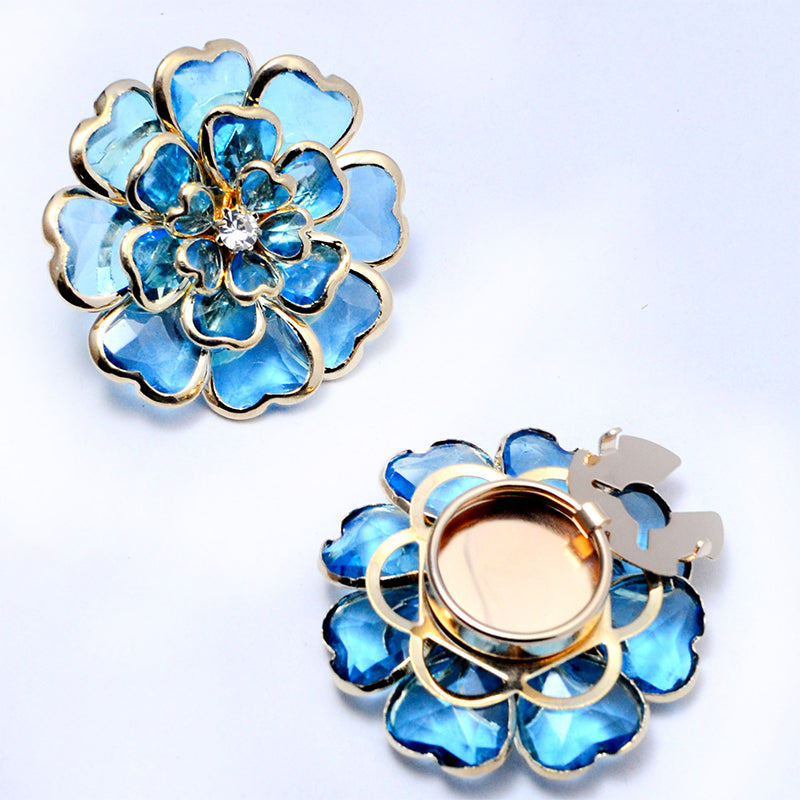 Chic Rhinestone Floral Cufflink & Brooch