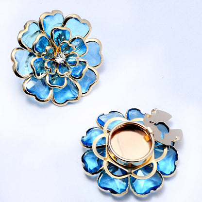Chic Rhinestone Floral Cufflink & Brooch