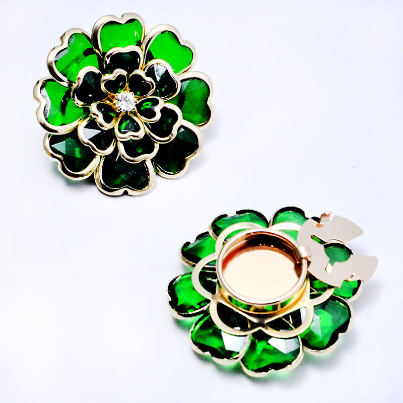 Chic Rhinestone Floral Cufflink & Brooch