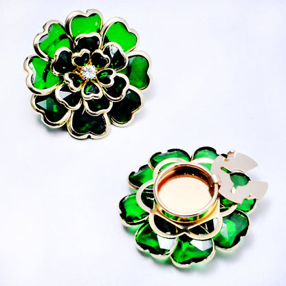 Chic Rhinestone Floral Cufflink & Brooch